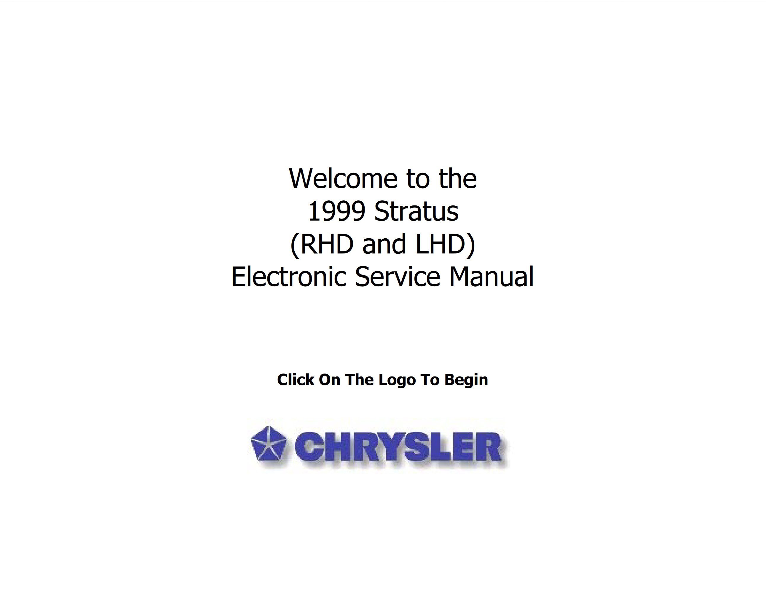 Chrysler Stratus Workshop Manual Comprehensive Instructions