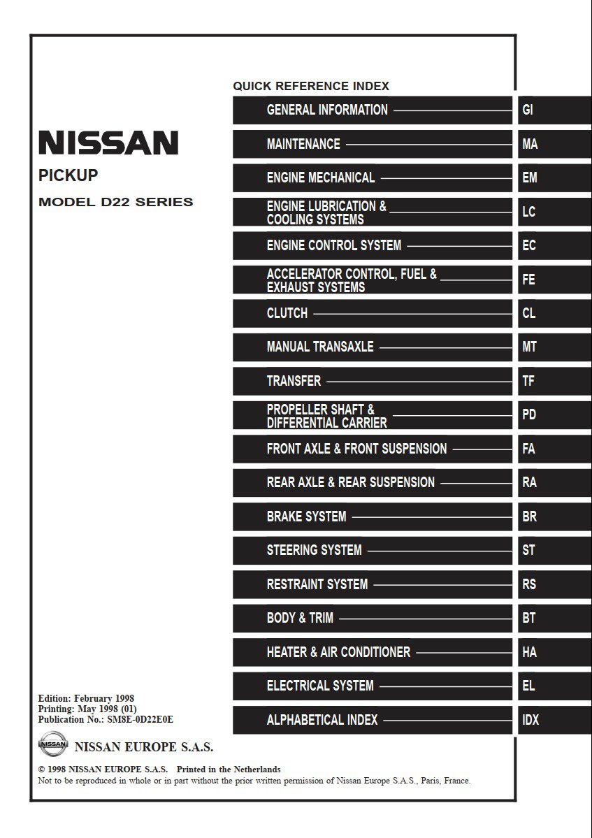 Nissan Pickup D Series Repair Manual Pdf For Free