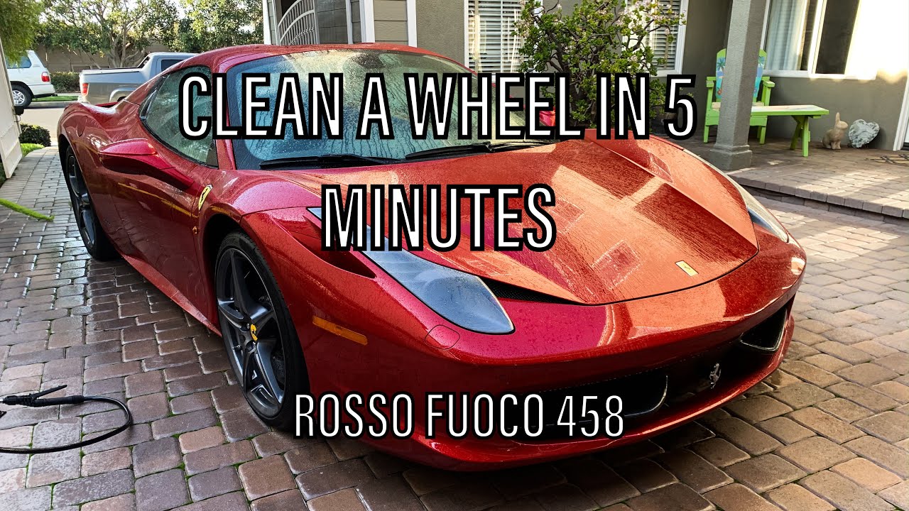 CLEANING A WHEEL IN 5 MINUTES | ROSSO FUOCO FERRARI 458 | FERRARI 458 VIDEOS