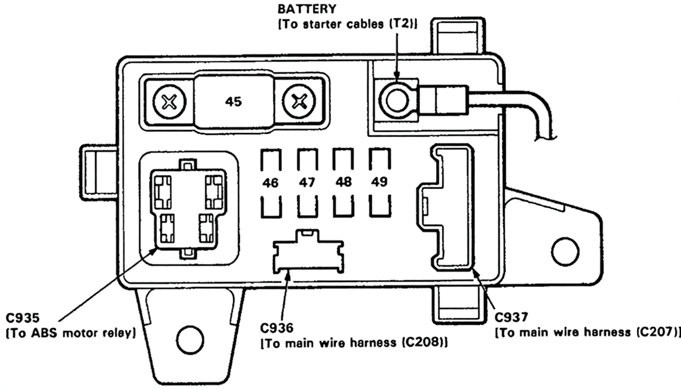 acura vigor 1991 1994 fuses 13