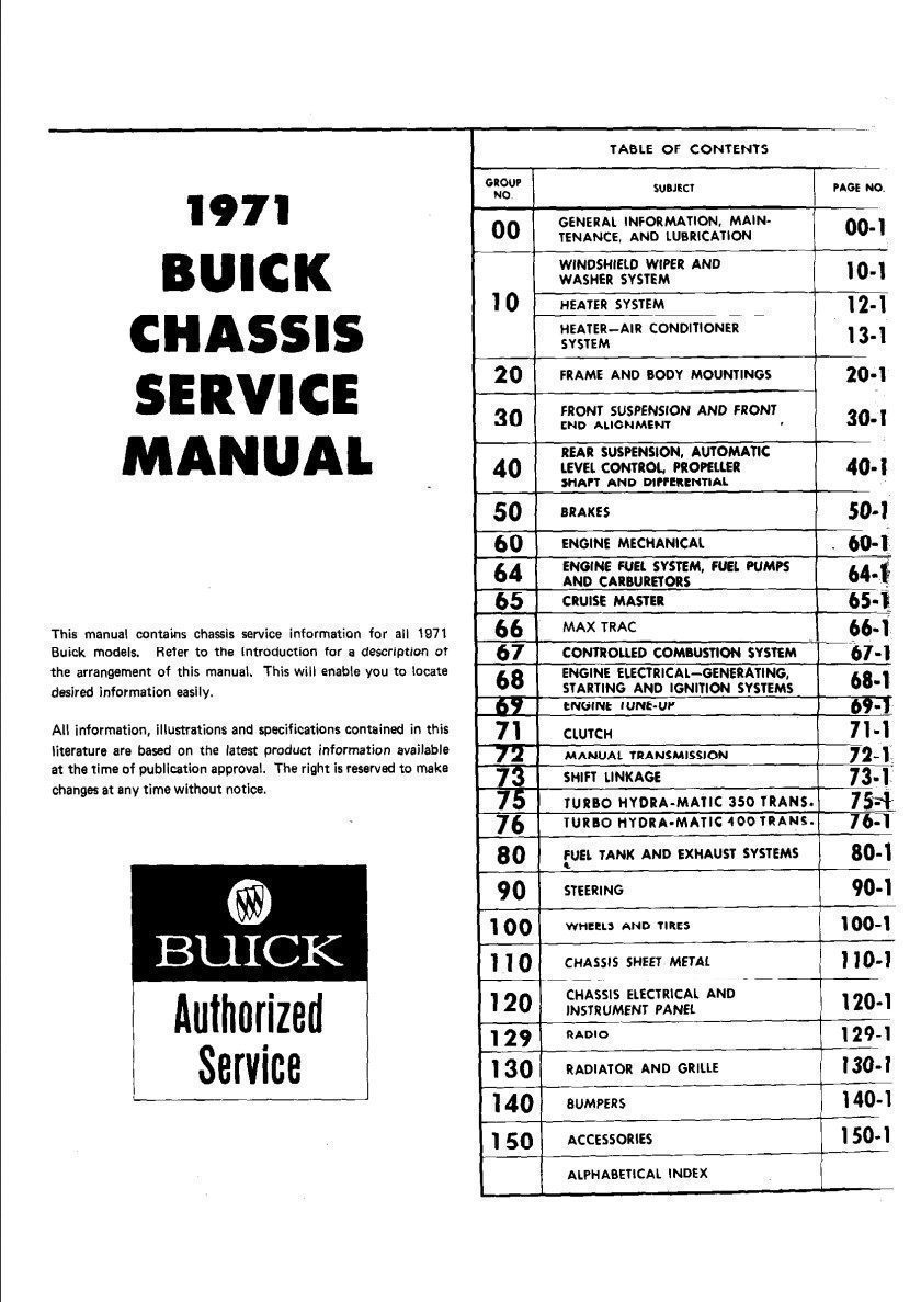 buick riviera 1971 workshop manual