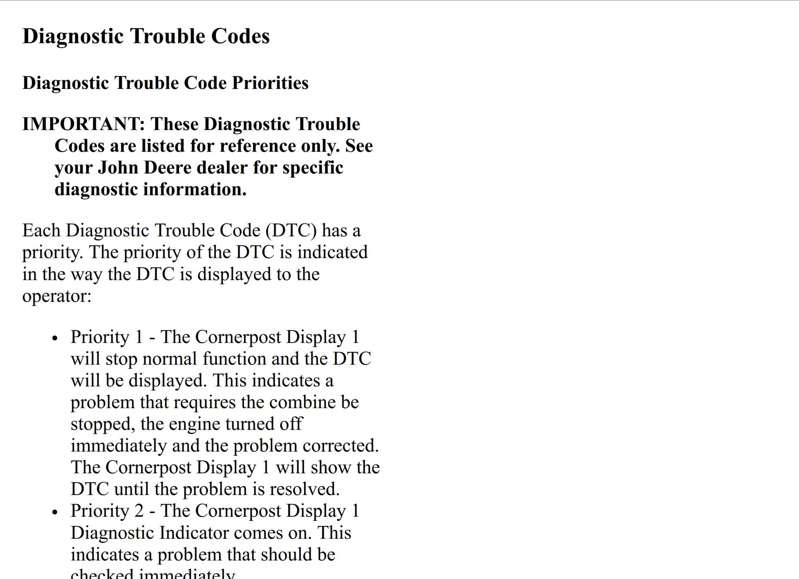 john deere 9540 9560 9580 9640 9660 & 9680 wts combines fault codes dtc