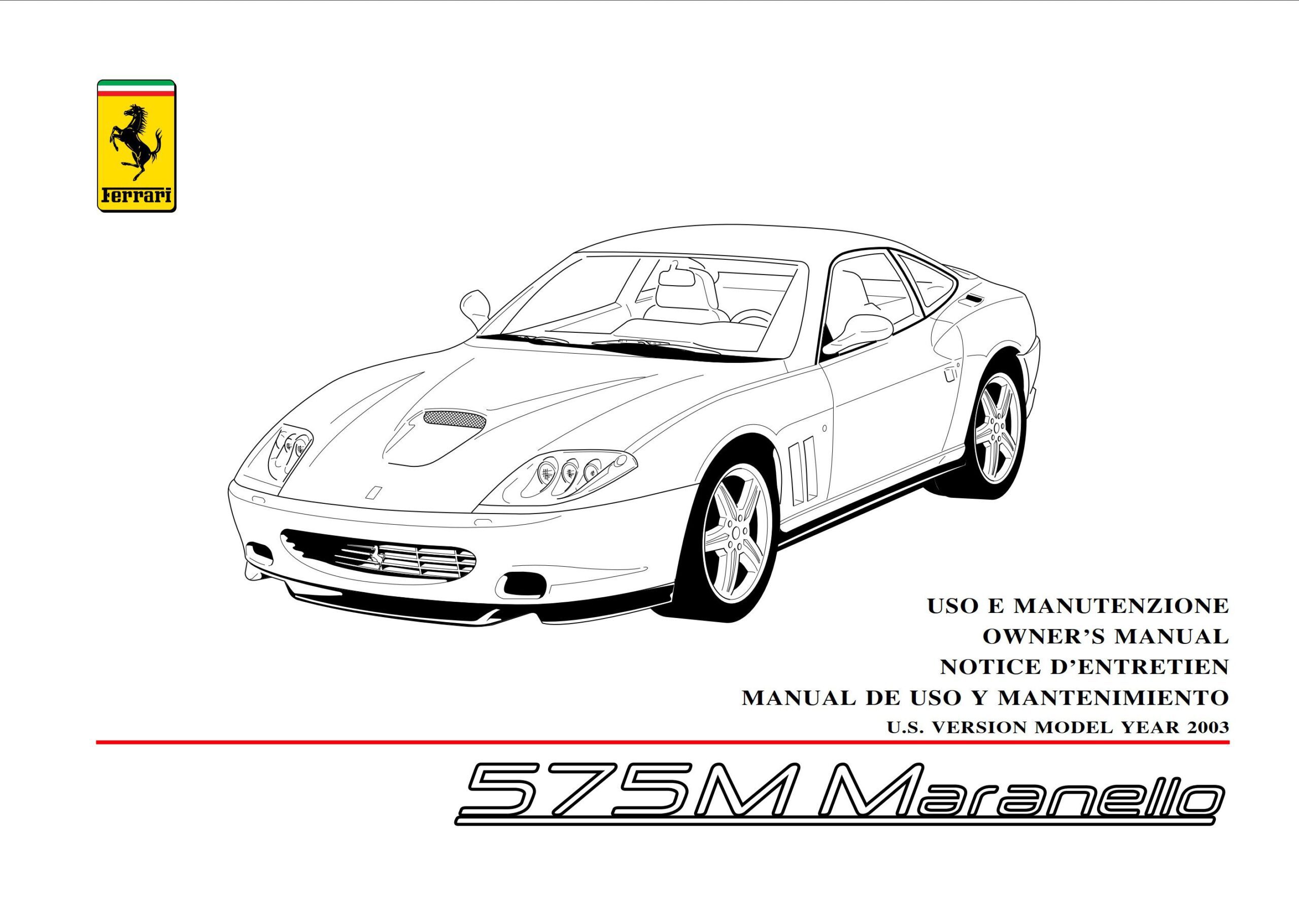 ferrari 575m maranello 2003 owners manual