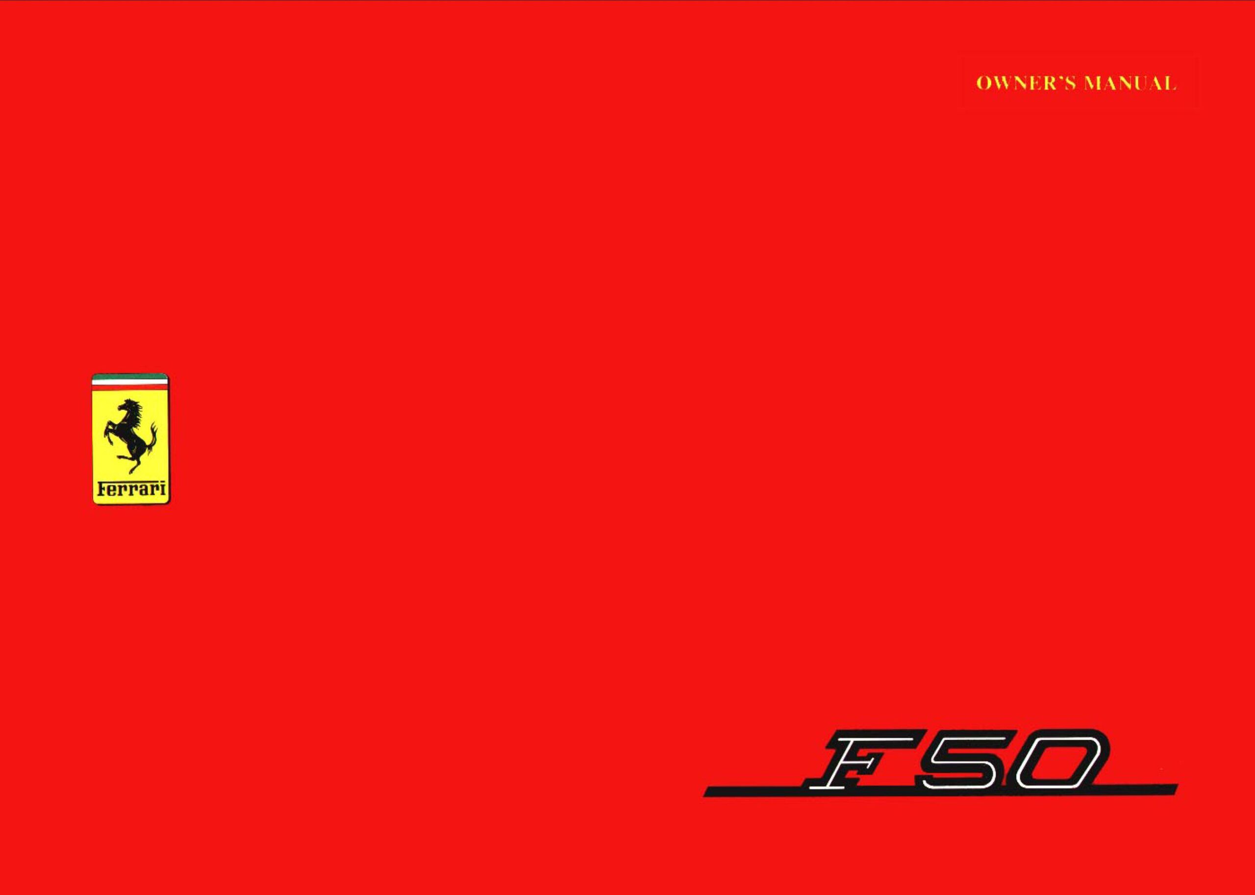 ferrari f50 1995 usa owners manual