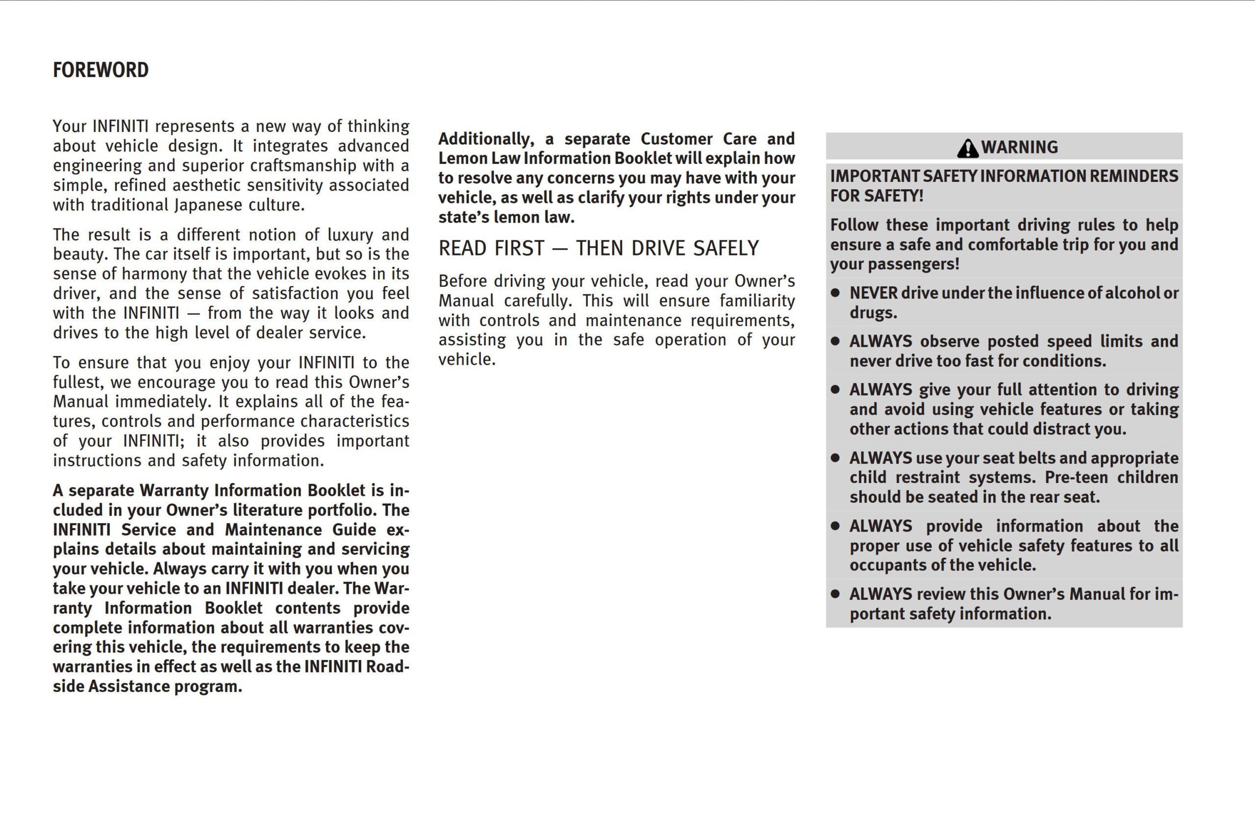 infiniti ex35 2008 owner's manual