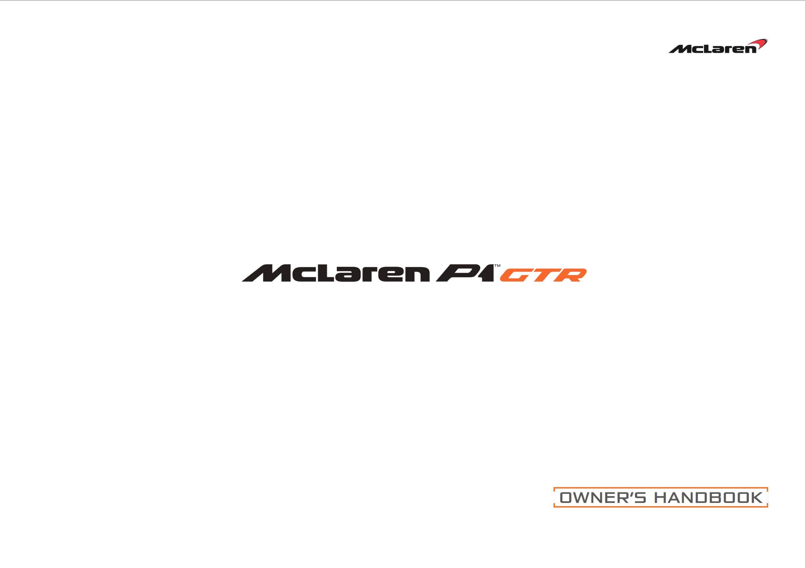 mclaren p1 gtr owner's manual