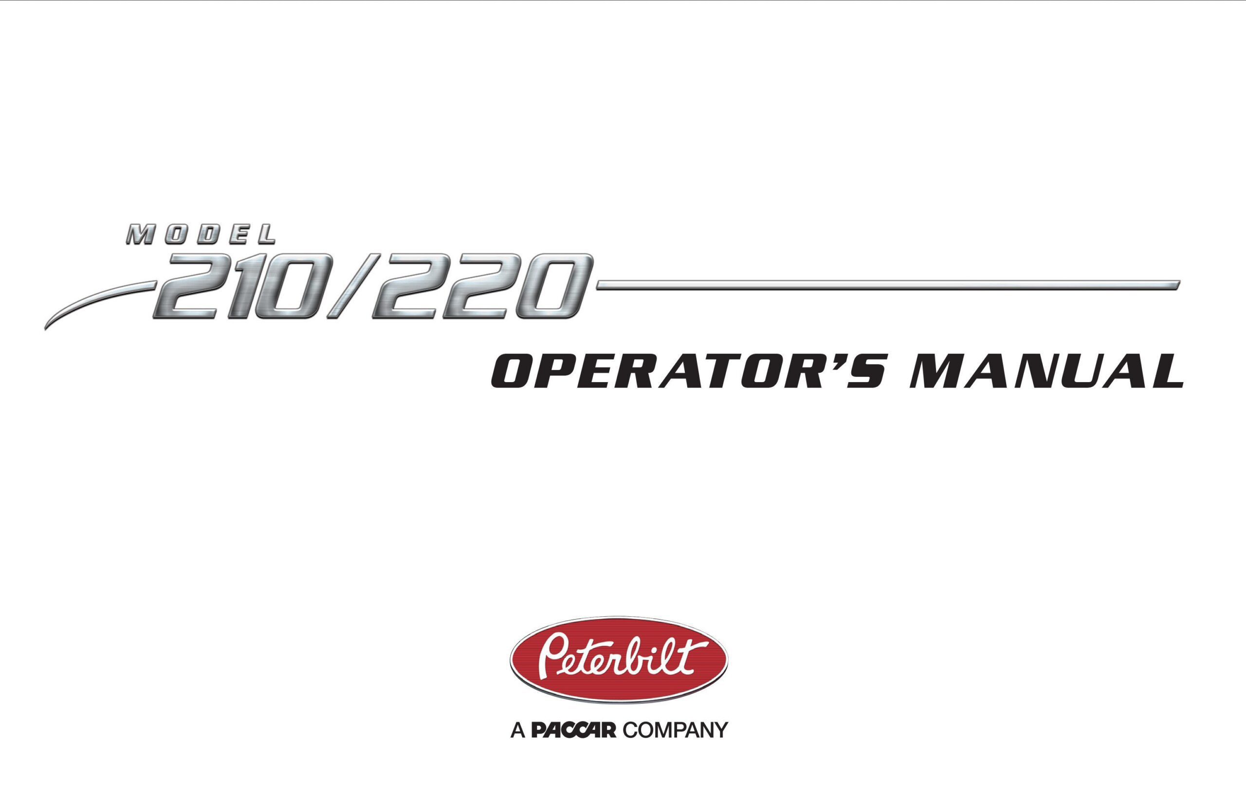peterbilt 210 operator's manual