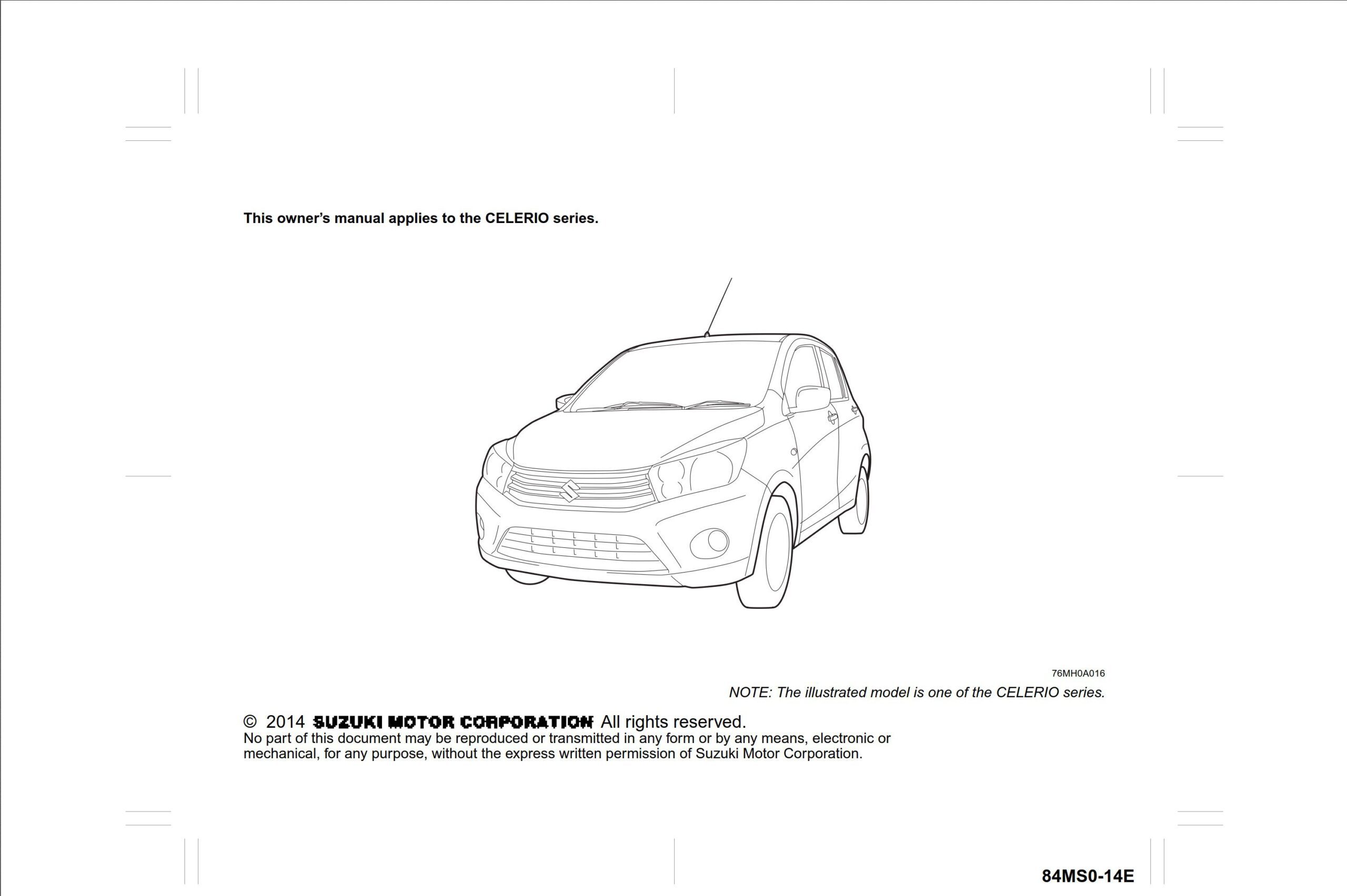 suzuki celerio 2014 owner's manual