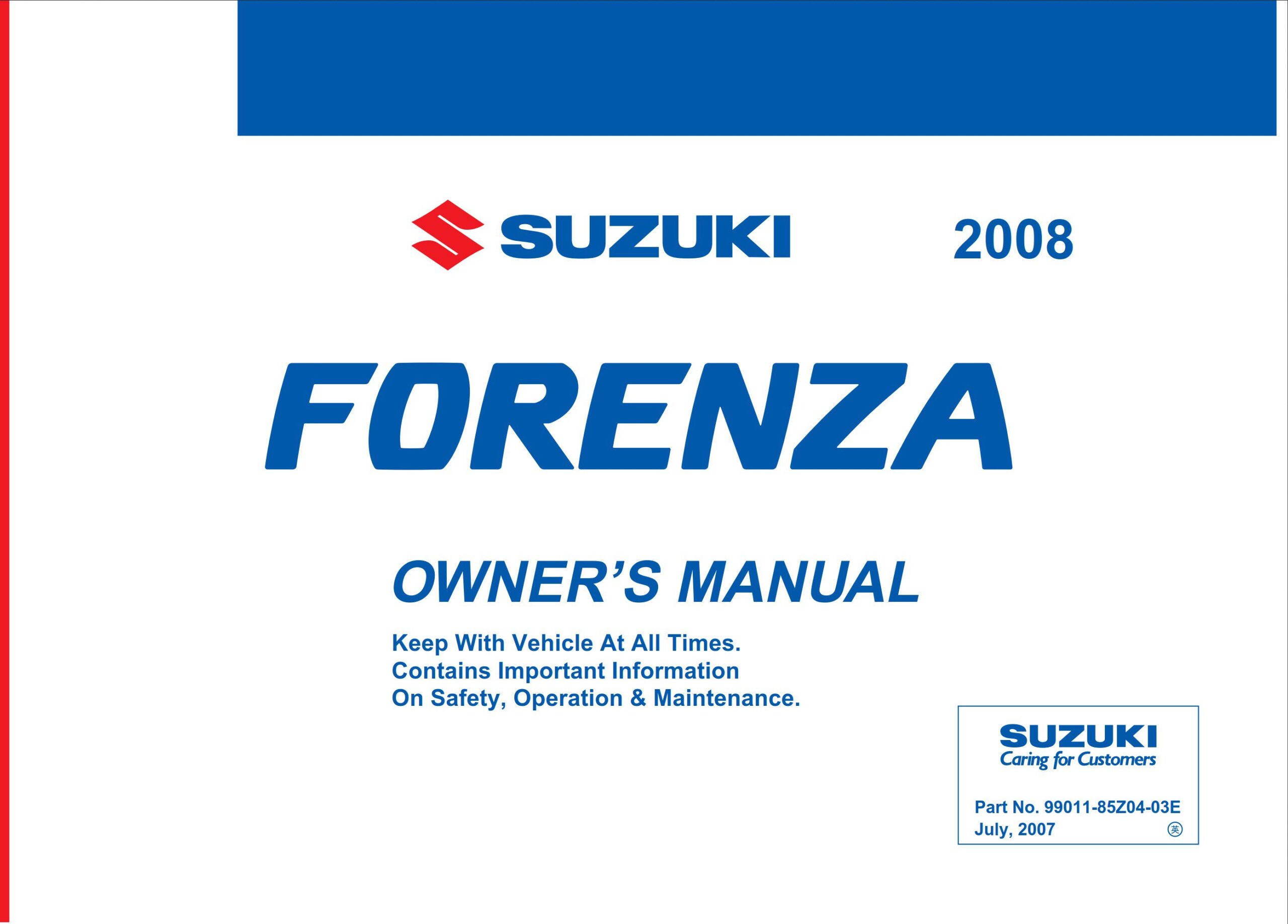 suzuki forenza 2008 owner's manual