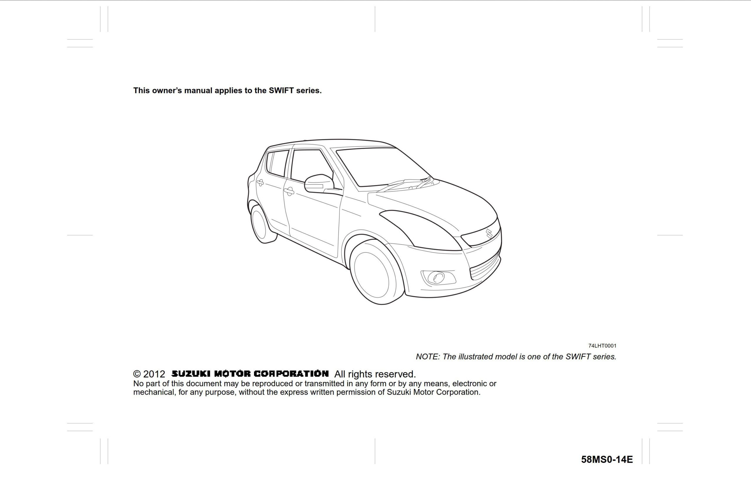 suzuki swift 2012 owner's manual