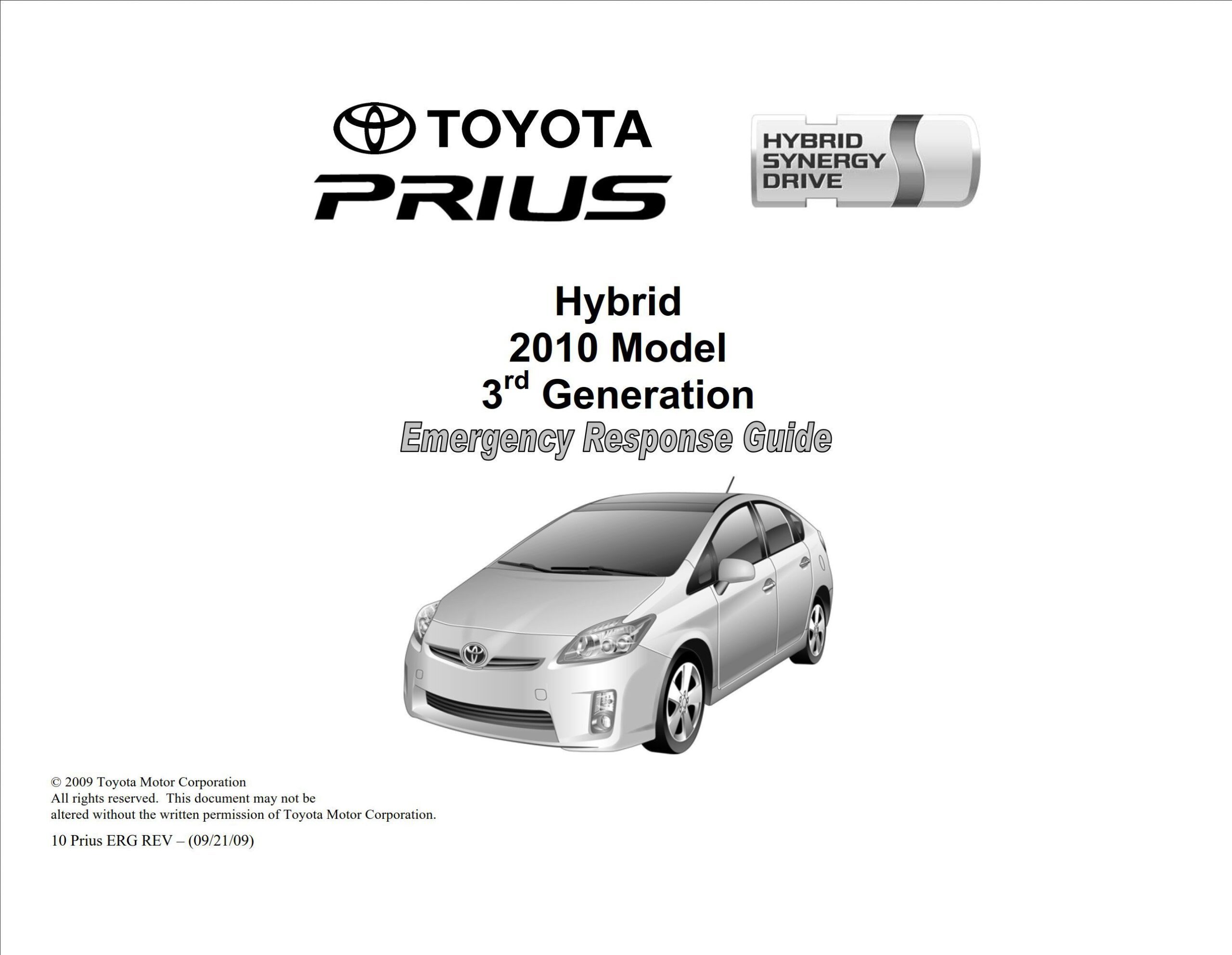 toyota prius hev erg 3rd gen 2010 owners manual