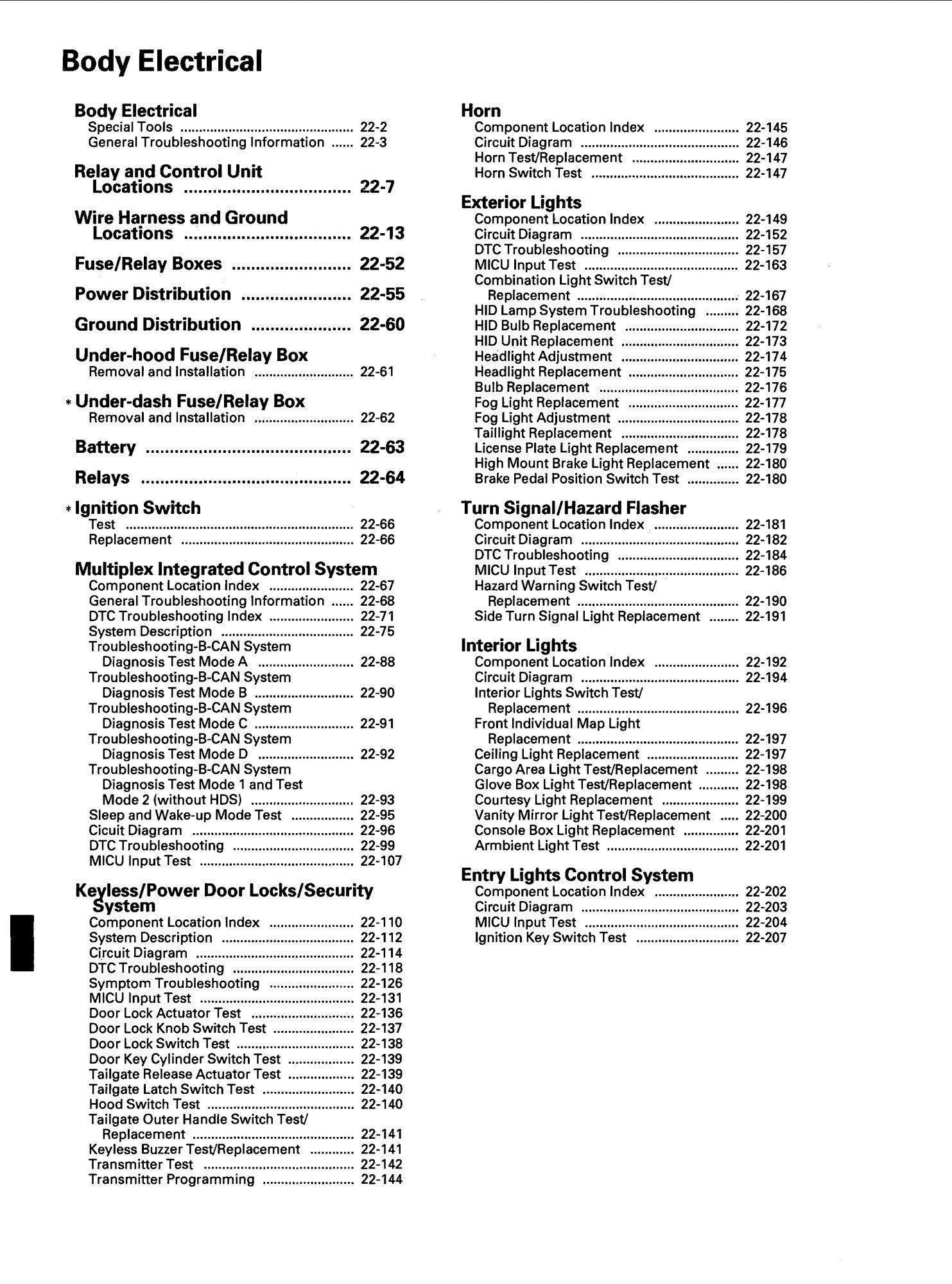 acura 2007 rdx body electrical