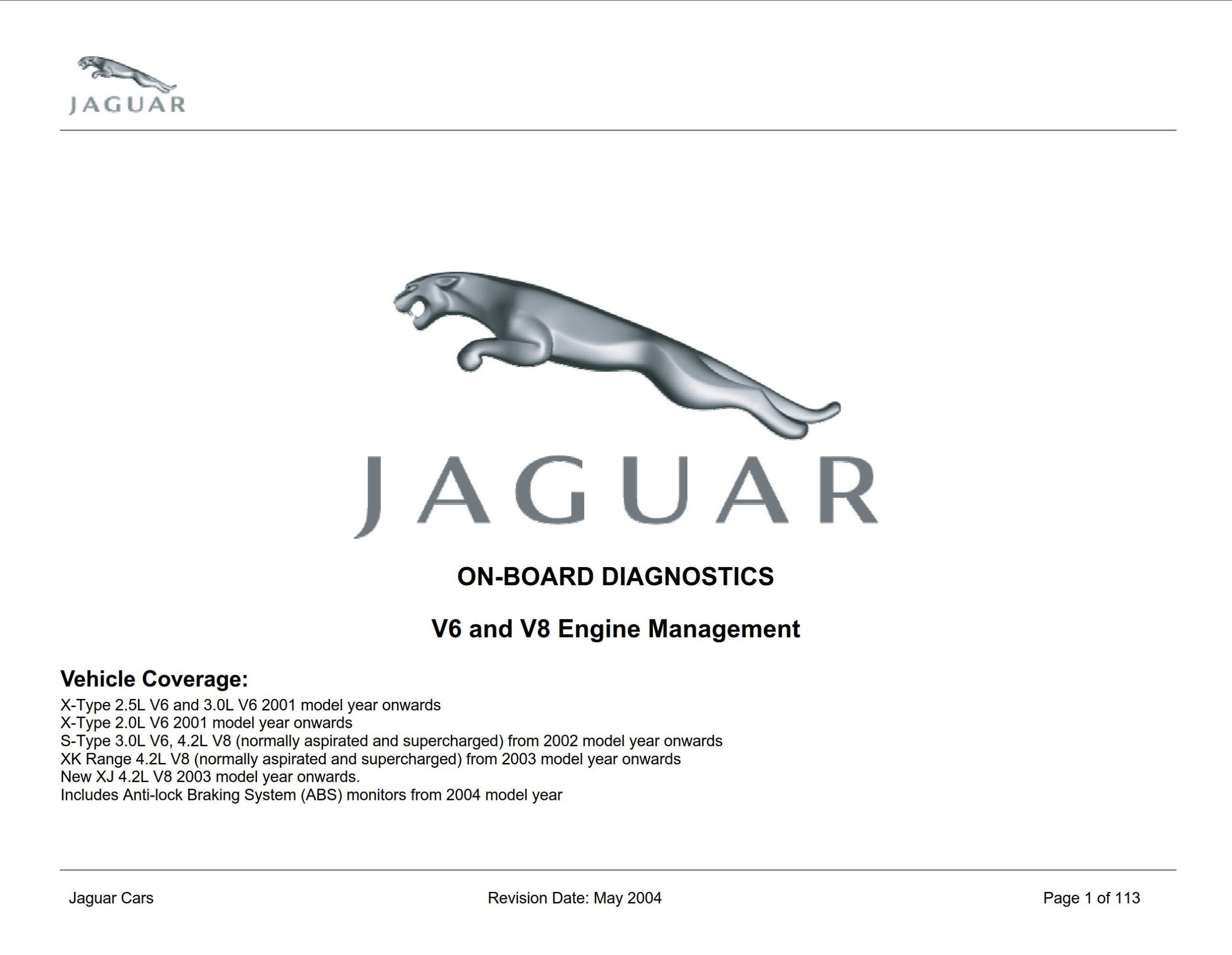 jaguar x type 2001 on board diagnostics
