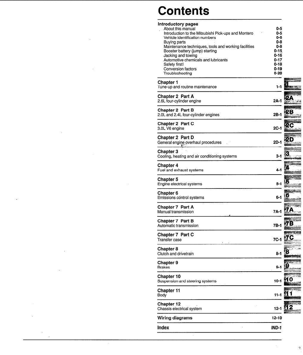 mitsubishi pickup 1998 workshop manual