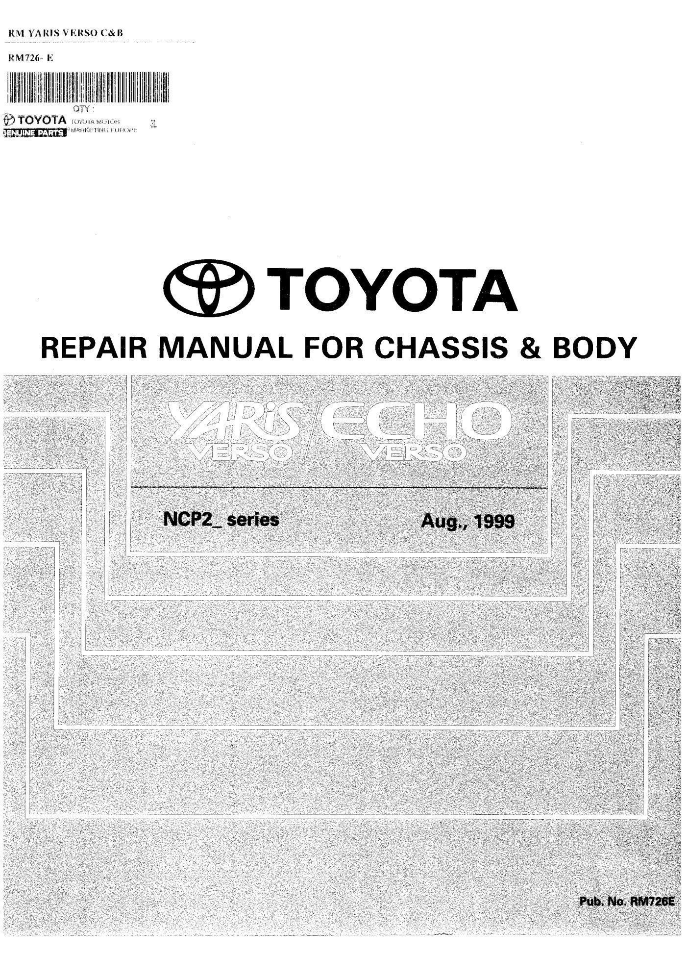 toyota yaris 1999 service repair manual
