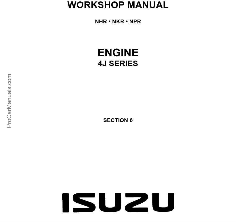 Isuzu Engine (4J Series) Workshop Manual (LG4J-WE-9491)