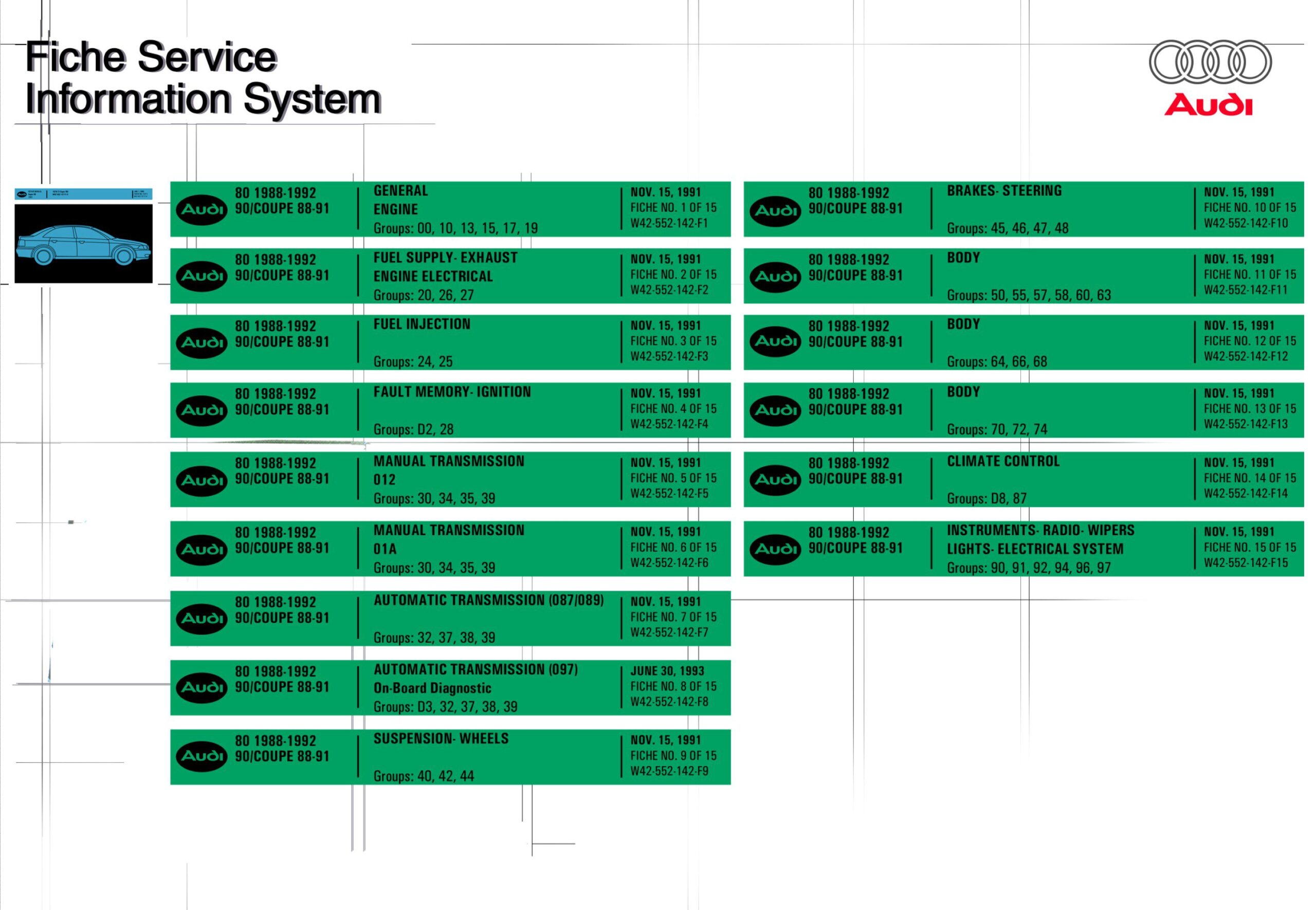 audi 80 90 coupe 1988 1992 service repair manual
