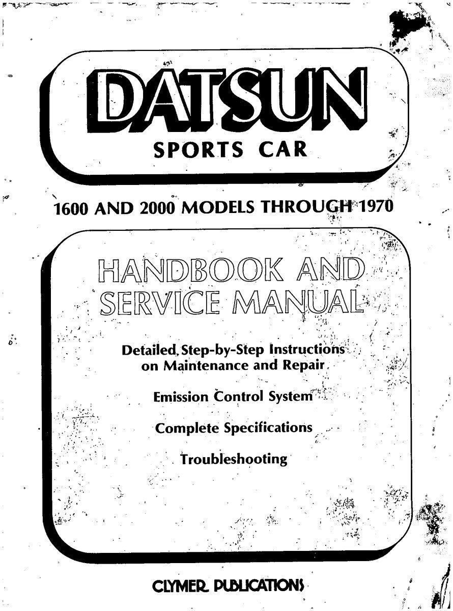 datsun sports car 1600 2000 models service manual