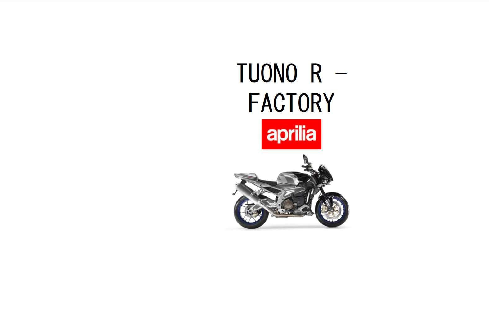 Aprilia Tuono R 2006 Owner’s Manual