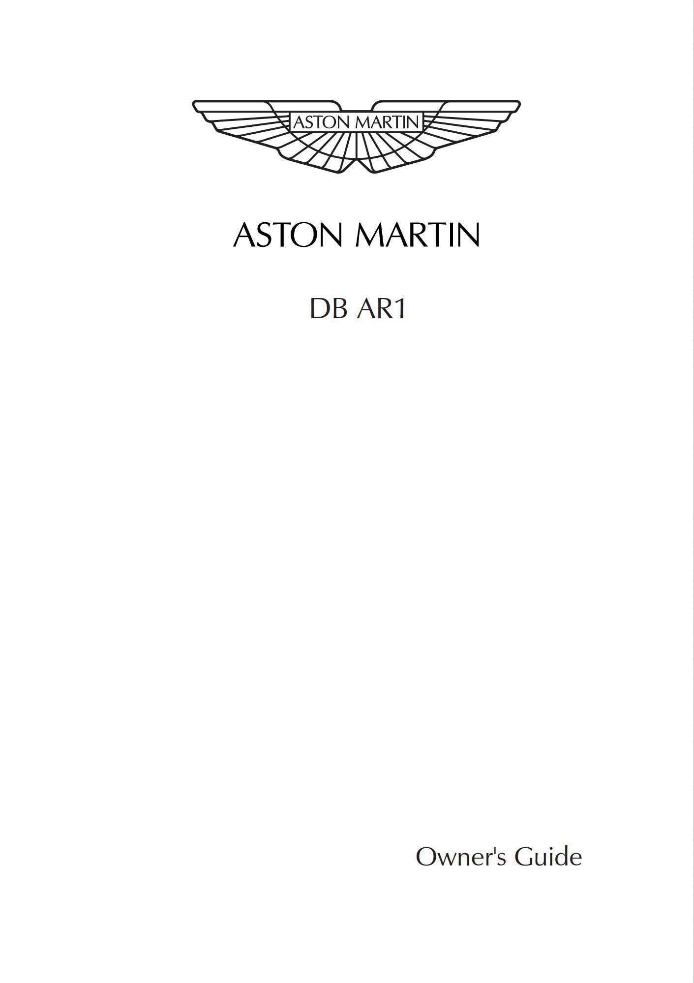 Aston Martin DB AR1 Q Owner's Manual