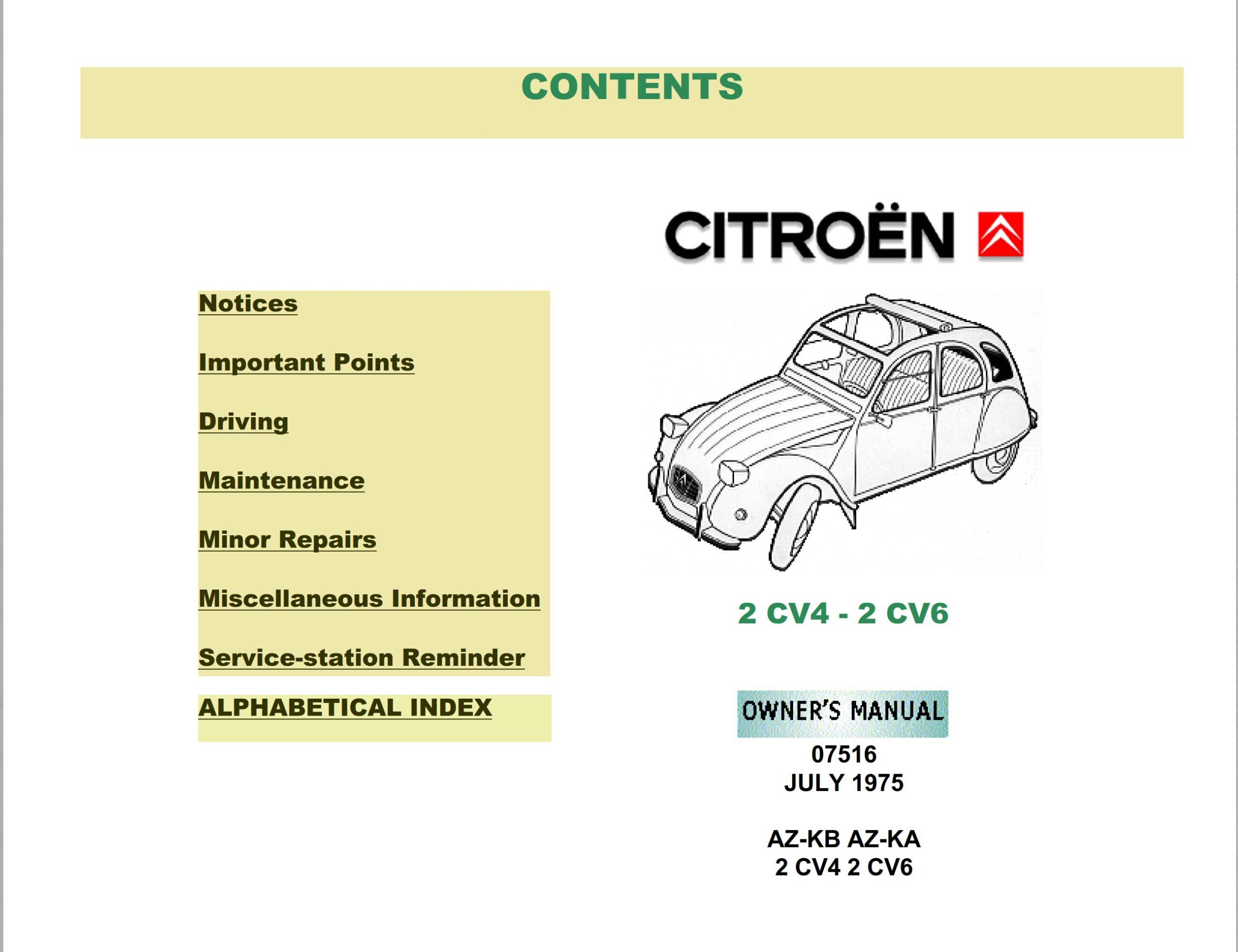 Citroen 2CV Owner’s Manual
