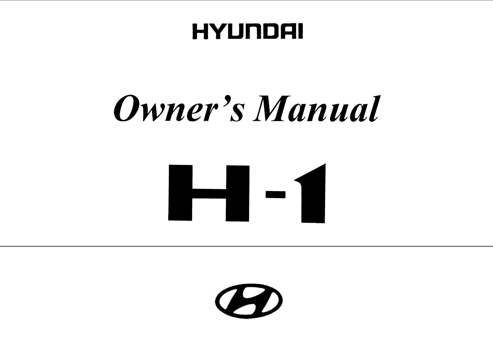Hyundai H-1 2003 Owner's Manual