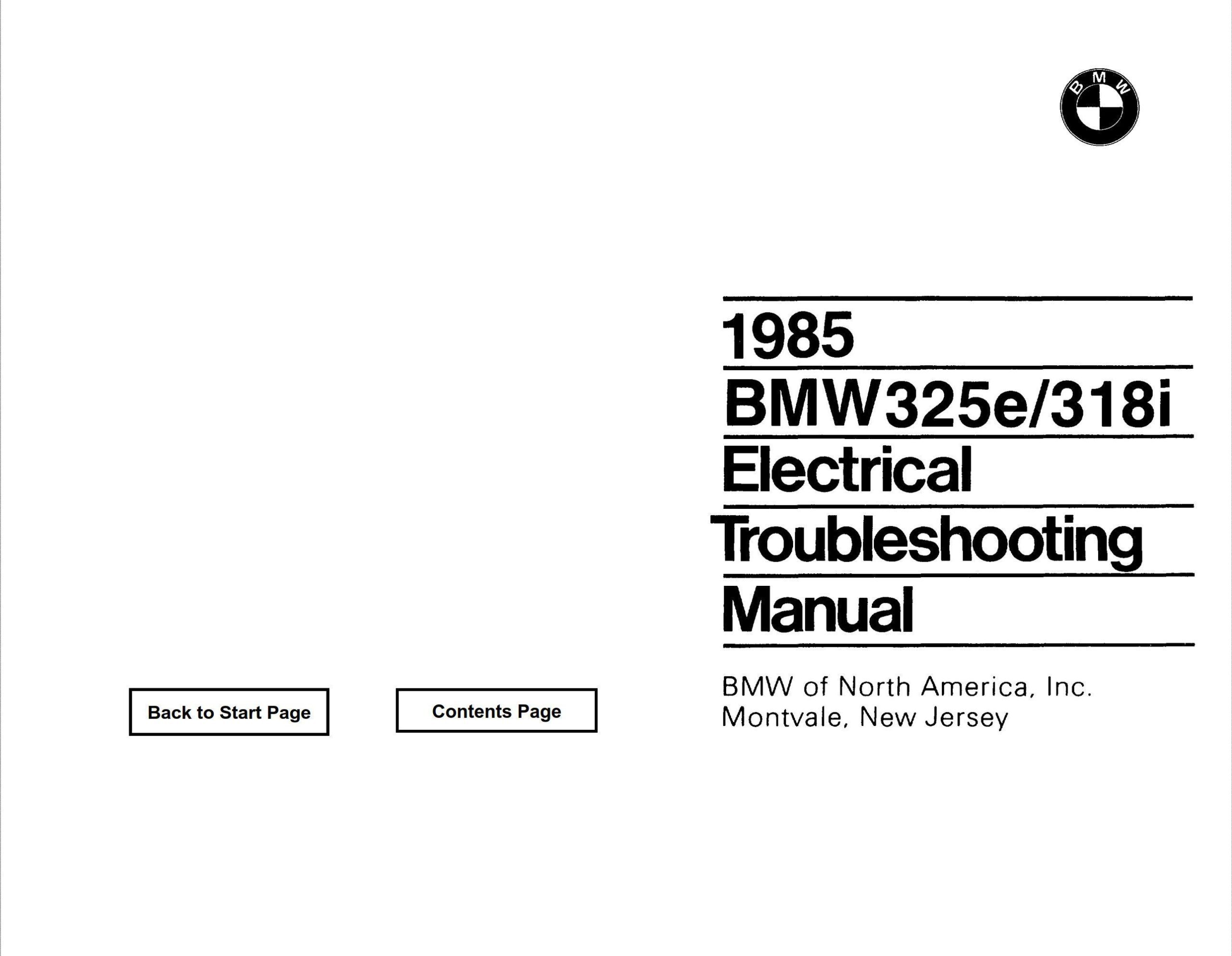 bmw 325e 318i 1985 electrical troubleshooting manual