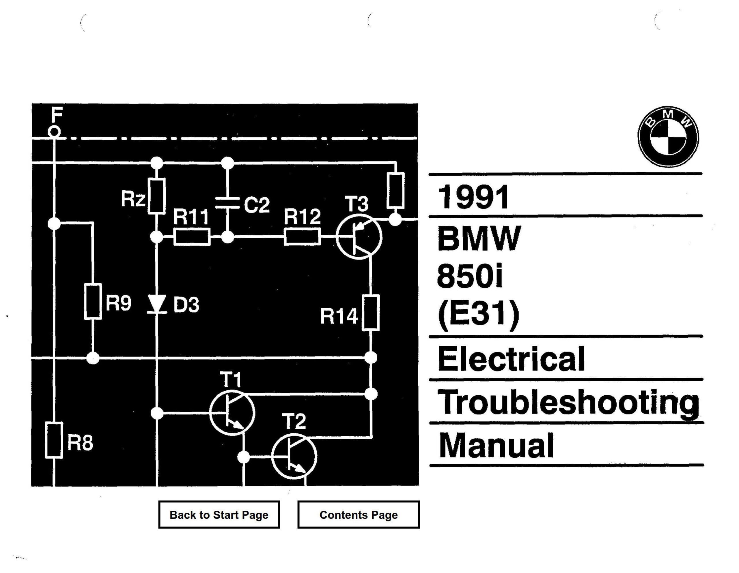 bmw 850i e31 1991 electrical troubleshooting manual