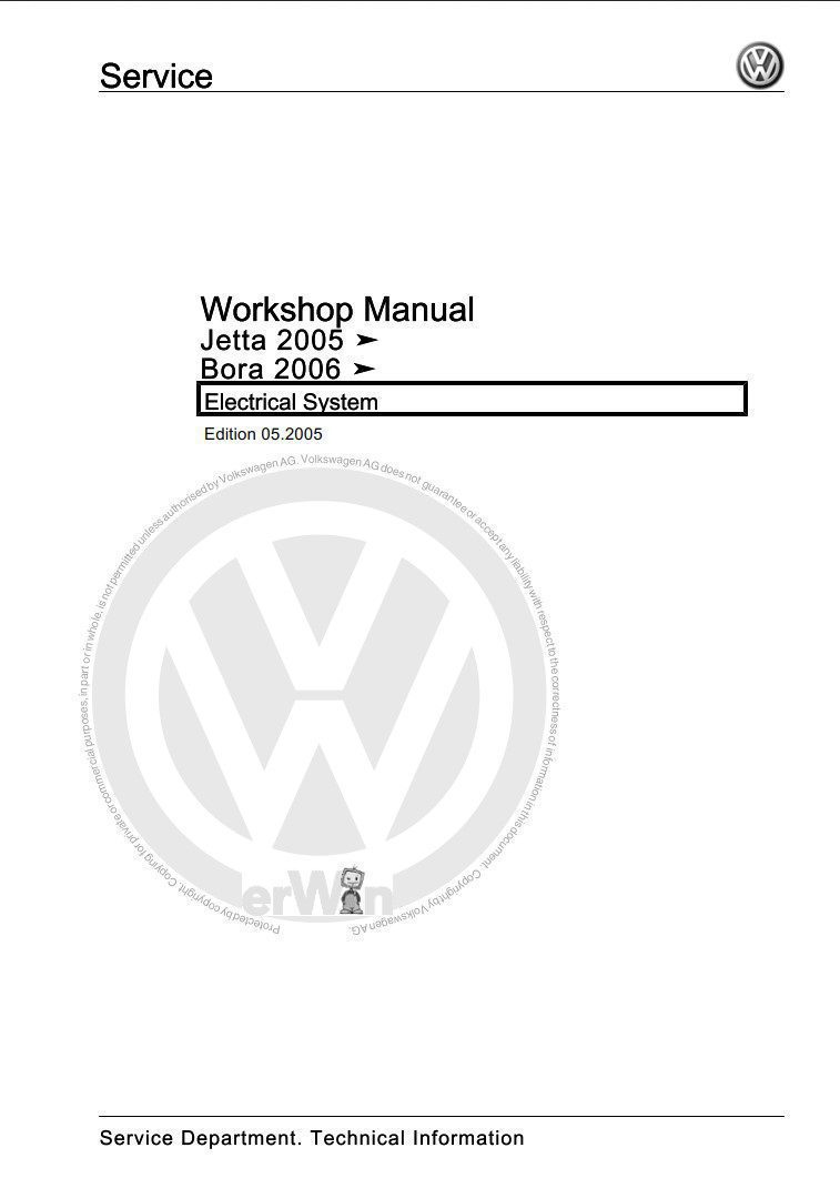 Volkswagen Bora 2006 Service Manual Electrical Systems