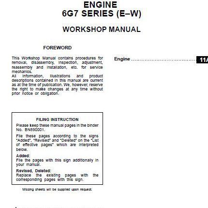 Mitsubishi Engine 6G7 (E-W) Series Workshop Manual