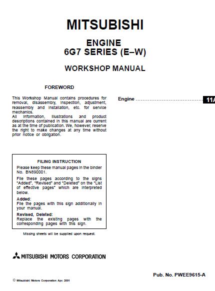 Engine Workshop Manual 4g6 E W