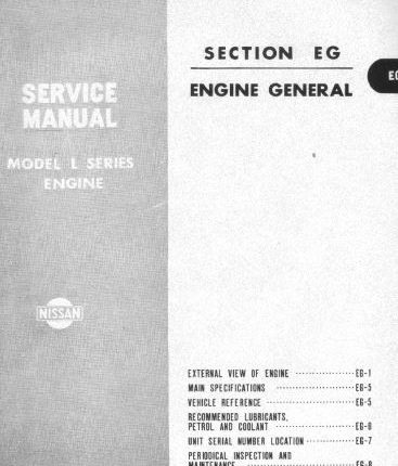 Nissan Model L13 L16 L20 Engines Service Manual