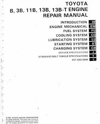 Toyota B 3B 11B 13B 13B-T Engine Repair Manual