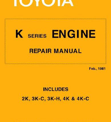 Toyota K Series Service Engine Repair Manual