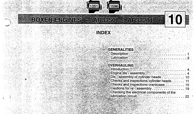 Alfa Romeo Boxer Engines 1351 and 1596 Repair Instructions