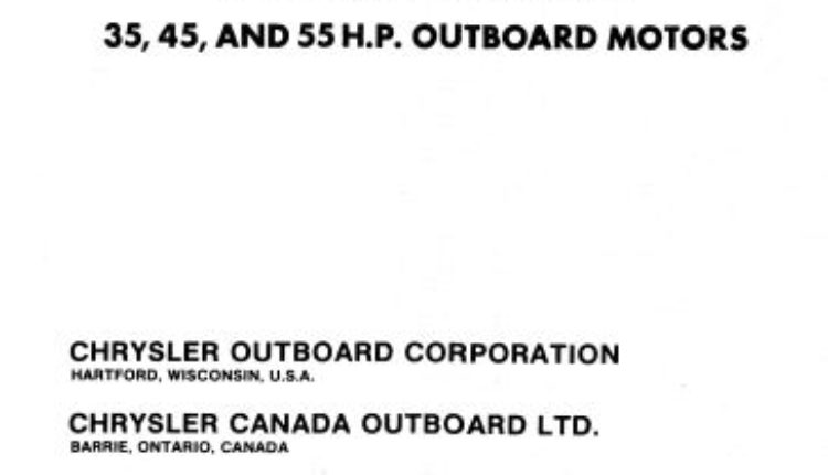 Chrysler Outboard 35 45 55 Hp Service Repair Manual