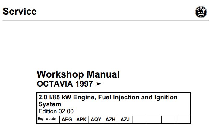 Skoda Octavia 1997 Workshop (S00.5128.50.20) 2.0 I85 kW Engine, Fuel Injection and Ignition System