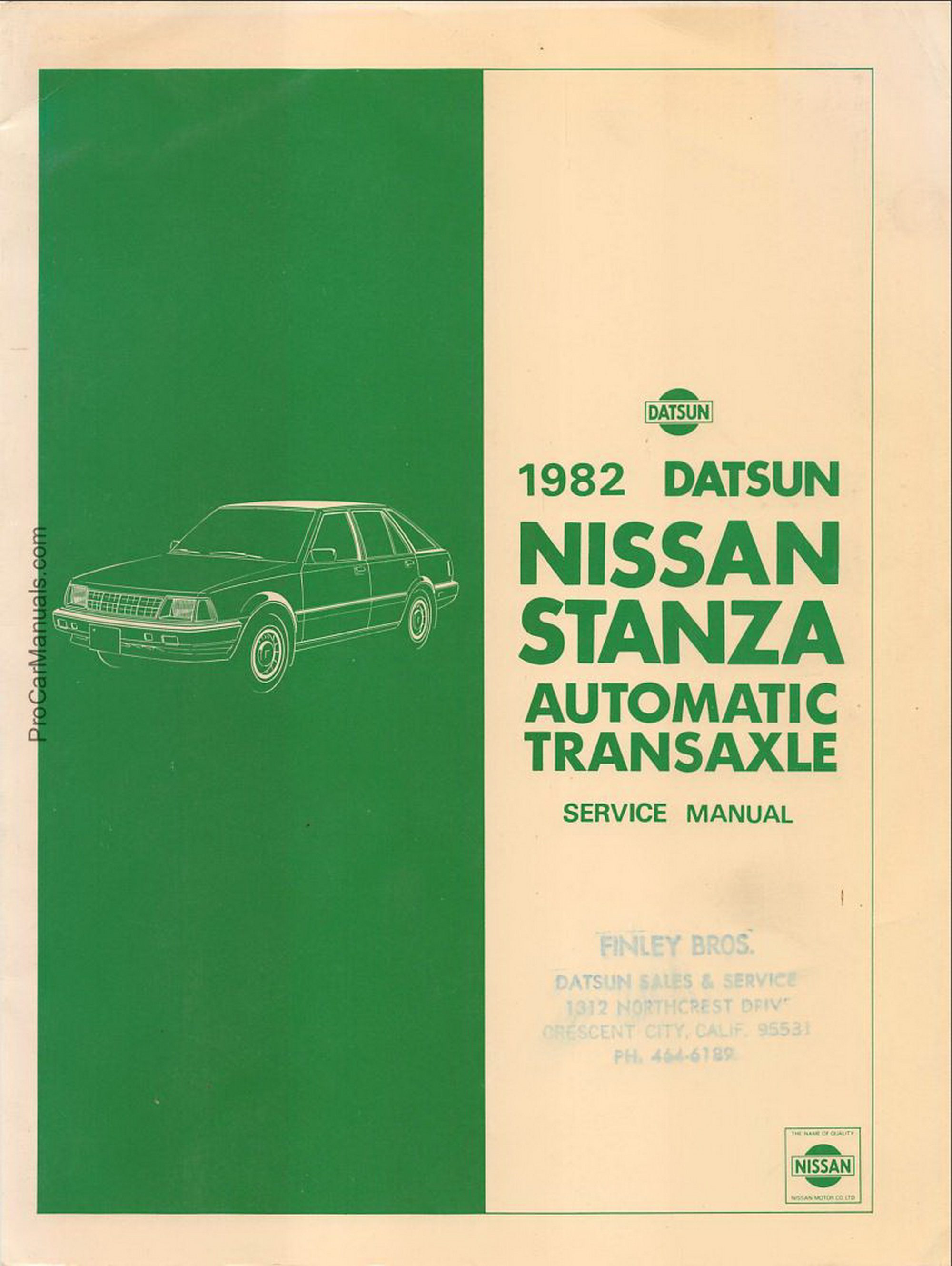 Datsun Stanza 1982 Automatic Transaxle Service Manual