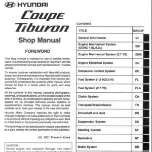 Hyundai Coupe Shop Manual