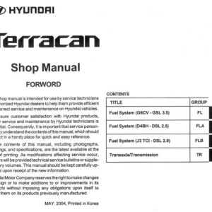 Hyundai Terracan 2005 Shop Manual (AH1S - EG11A)
