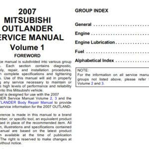 MITSUBISHI OUTLANDER 2007 SERVICE MANUAL (Volume 1, 2, 3)