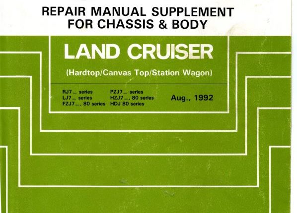 Toyota Land Cruiser RJ7, LJ7, FZJ7, PZj7, HZJ7, HDJ 80 Repair Manual (RM315E)