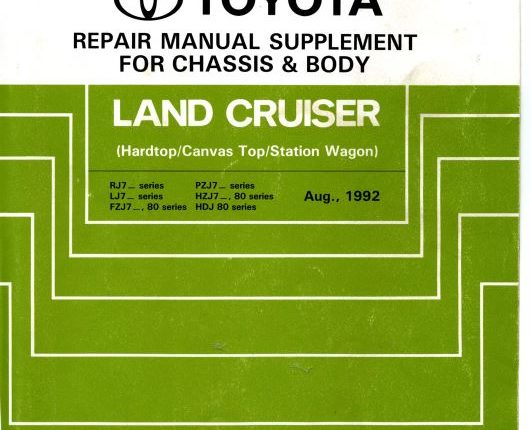 Toyota Land Cruiser RJ7, LJ7, FZJ7, PZj7, HZJ7, HDJ 80 Repair Manual Supplement for Chassis & Body (RM315E)