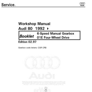 Audi 80 1992 6-Speed Manual Gearbox CGR CRB Workshop Manual (Edition 02.97)
