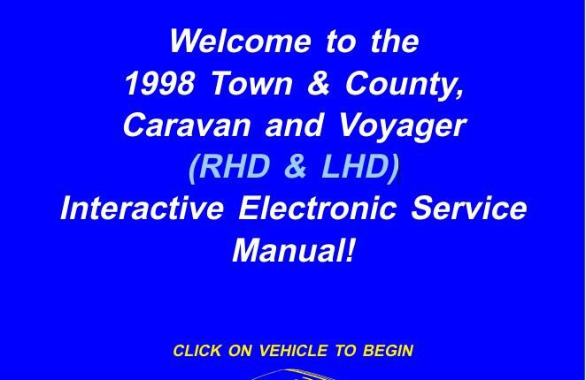 Chrysler GS Town & Country, Caravan and Voyager (RHD & LHD) Diesel Versions Include 1998 Service Manual