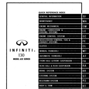 Infiniti I30 Model A32 Series 1996 Service Manual