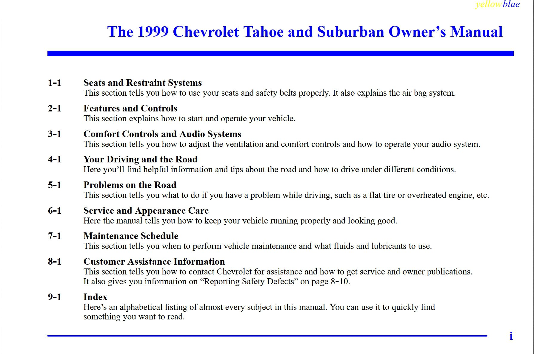 1999 CHEVY TAHOE REPAIR MANUAL visual data 7