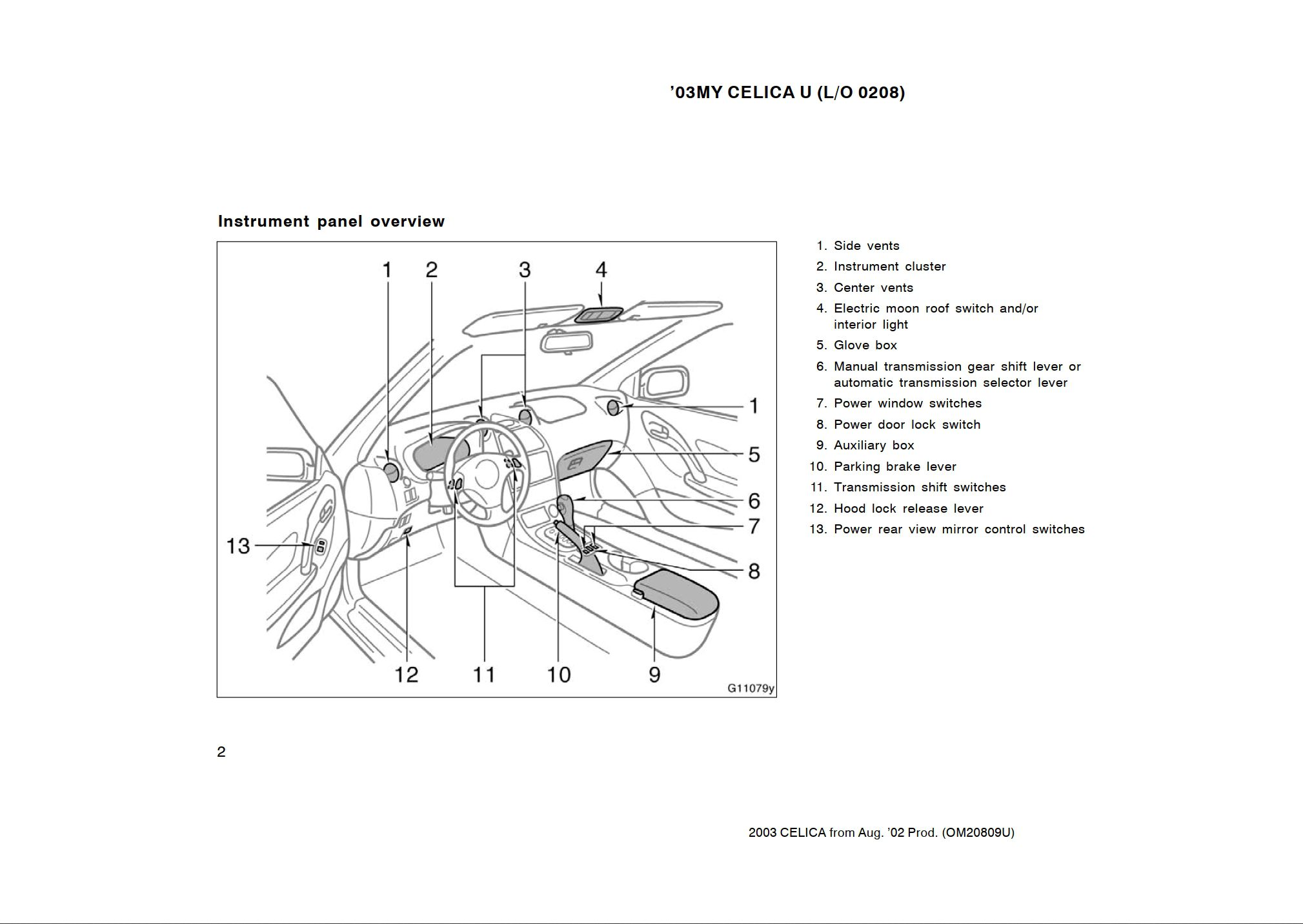 2003 TOYOTA CELICA GT OWMERS MANUAL PDF visual data 7