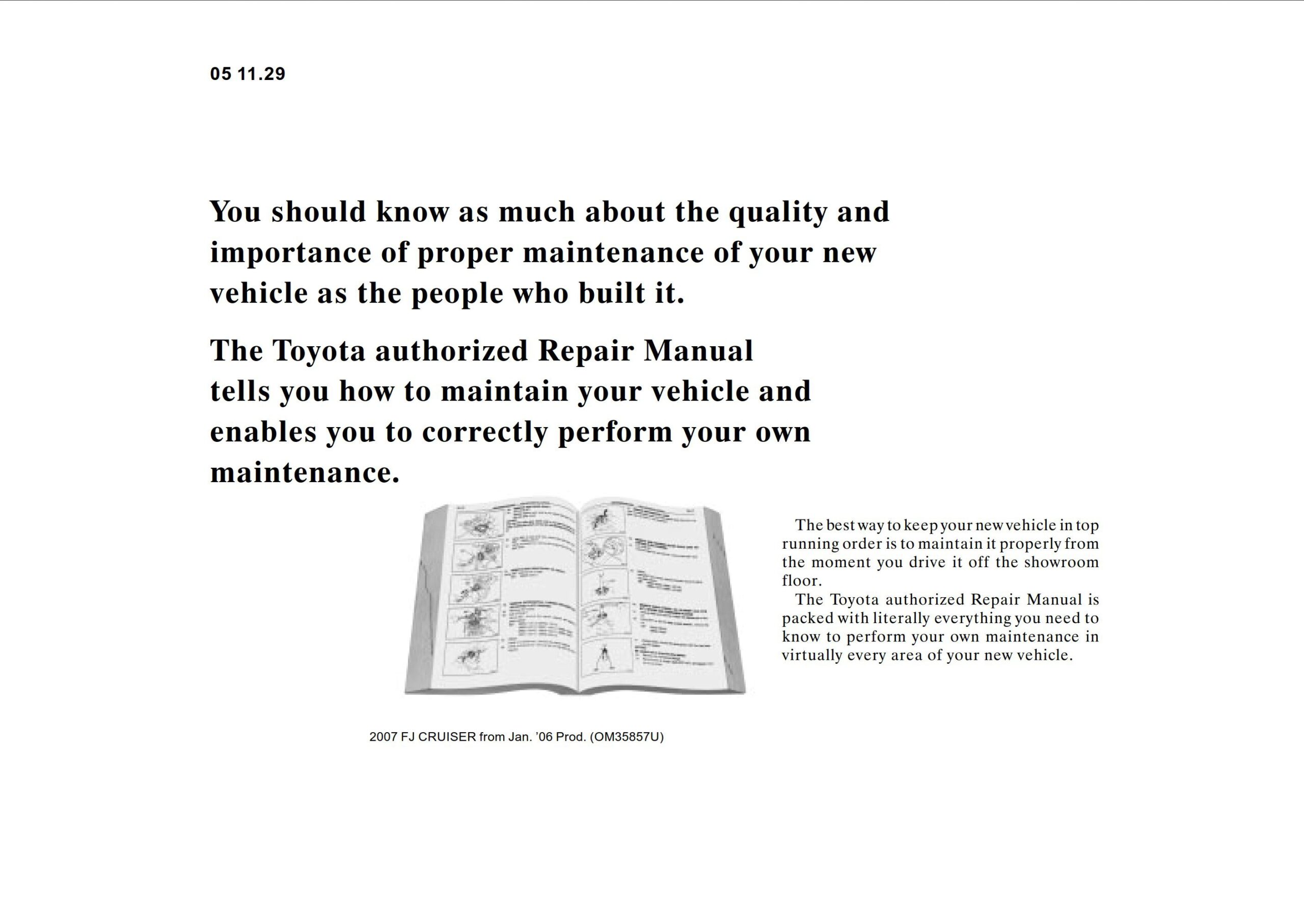 2007 TOYOTA FJ CRUISER OWNERS MANUAL PDF visual data 6