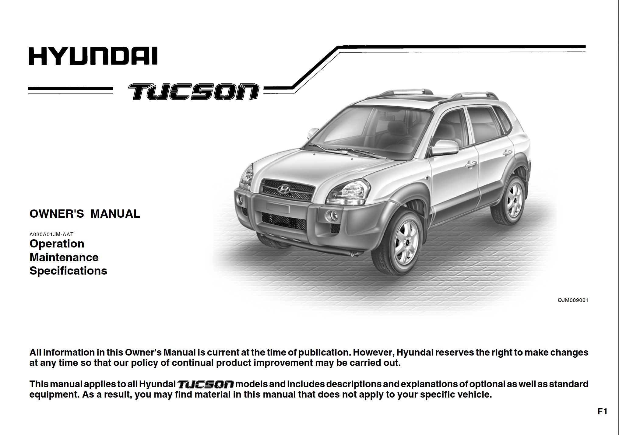 2009 Hyundai Tucson Owner's Manual - DIY & Guides